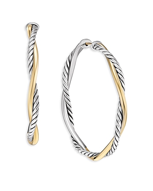 Photos - Earrings David Yurman Petite Infinity Hoop  in Sterling Silver with 14K Yel 