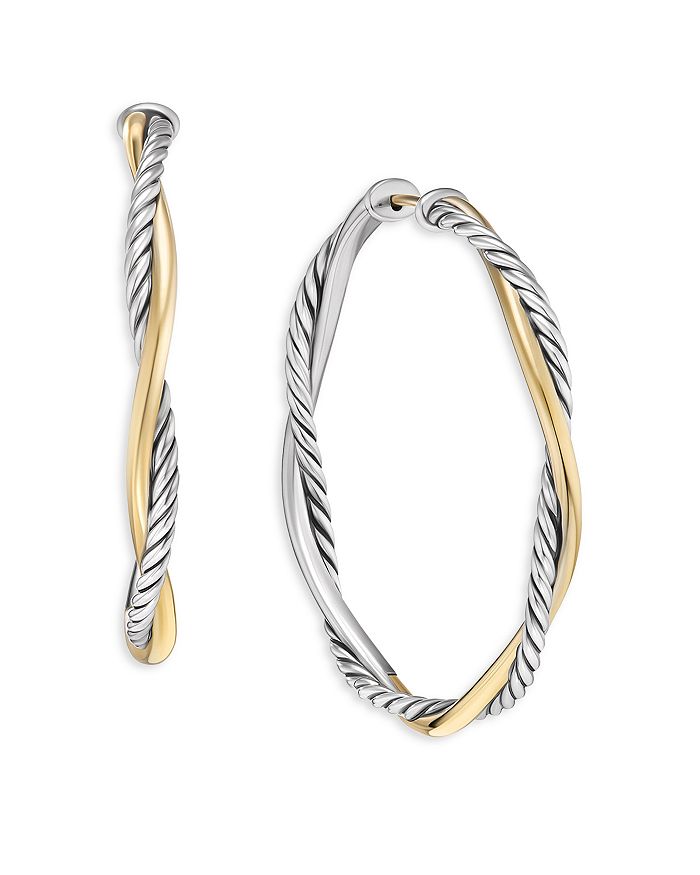David Yurman - Petite Infinity Hoop Earrings in Sterling Silver with 14K Yellow Gold