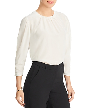 Hugo Boss Bagana Silk Top In Soft Cream