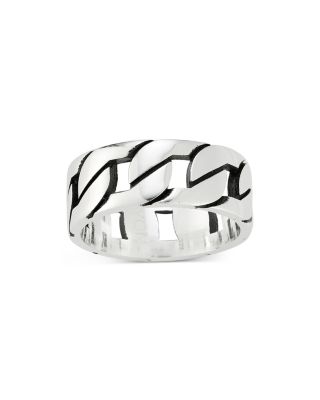Sterling Silver Oxidized Bold Curb Band Ring