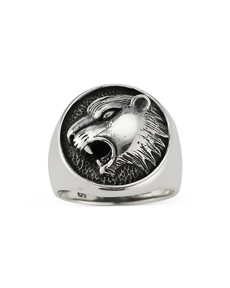 Milanesi And Co Men's Sterling Silver Roaring Tiger Signet Ring In Silver
