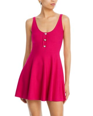 AQUA - Fit-and-Flare Heart Button Mini Dress - 100% Exclusive