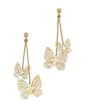Bloomingdale's - Butterfly Dangle Drop Earrings in 14K Yellow Gold