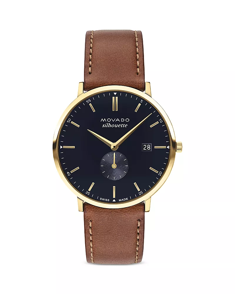 Movado Silhouette Gold Tone Ion Plated Stainless Steel Watch, 40mm