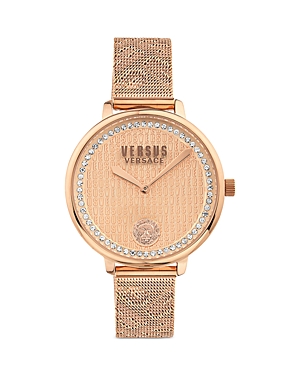 Versus Women's Two-hand Quartz La Villette Rose Gold-tone Stainless Steel Bracelet 36mm In Rose Gold