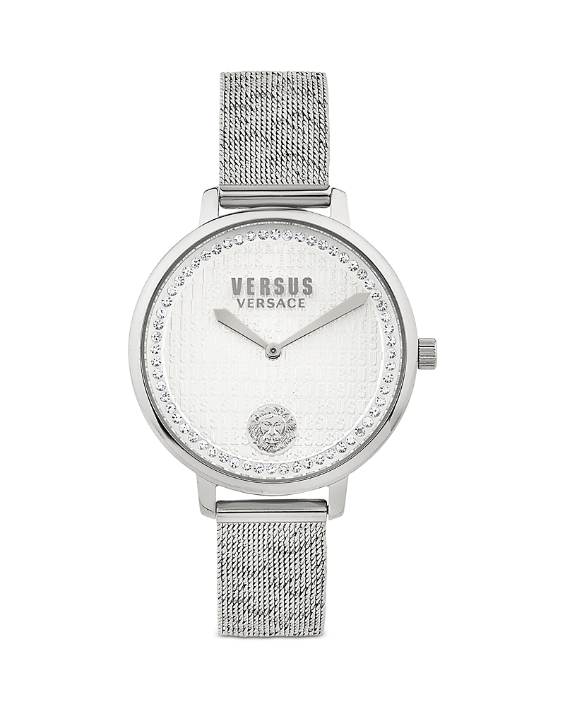 Versus Women's Two-hand Quartz La Villette Silver-tone Stainless Steel Bracelet 36mm In Silver