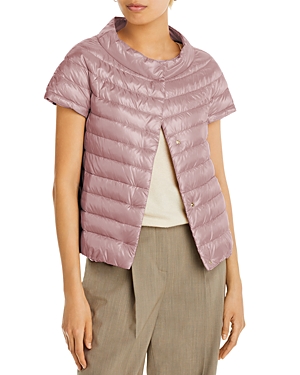 Herno Emilia Water-resistant Ultralight Nylon Puffer Cape In Rose