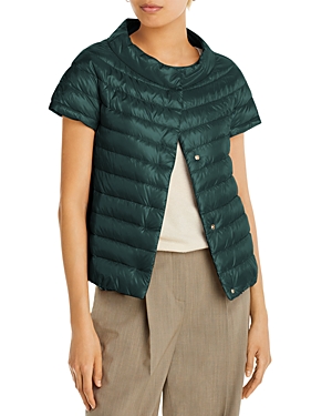 Shop Herno Emilia Cap Sleeve Puffer Jacket In College Green