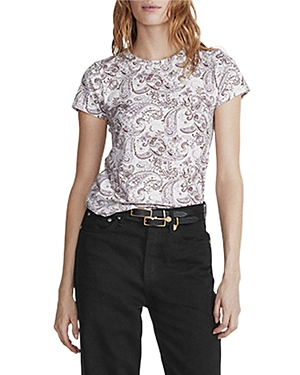 Rag & Bone Allover Paisley Organic Cotton T-shirt In Pink Multi