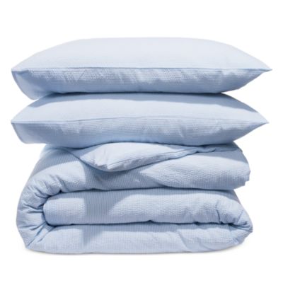 AQUA - Seersucker Duvet Cover Set, King