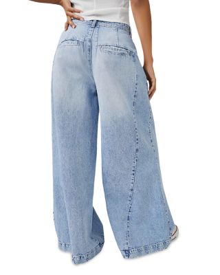 Free People Equinox Cotton Wide Leg Jeans in Open Sky