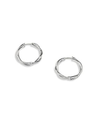 Sterling Silver Infinity Diamond Twist Small Hoop Earrings