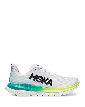 Shop Hoka Men's Mach 5 Low Top Running Sneakers In White/blue Glass