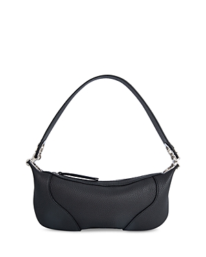 By Far Amira Small Zippered Leather Shoulder Bag In Black/silver
