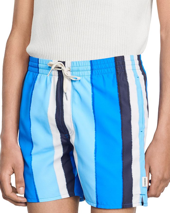 Sandro Stripe Print Drawstring Swim Shorts Bloomingdale's