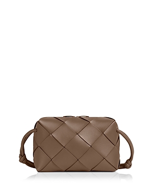 Bottega Veneta Intrecciato Leather Crossbody Bag In Taupe Gray/gold
