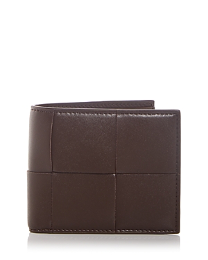 Bottega Veneta Woven Leather Bifold Wallet In Tea