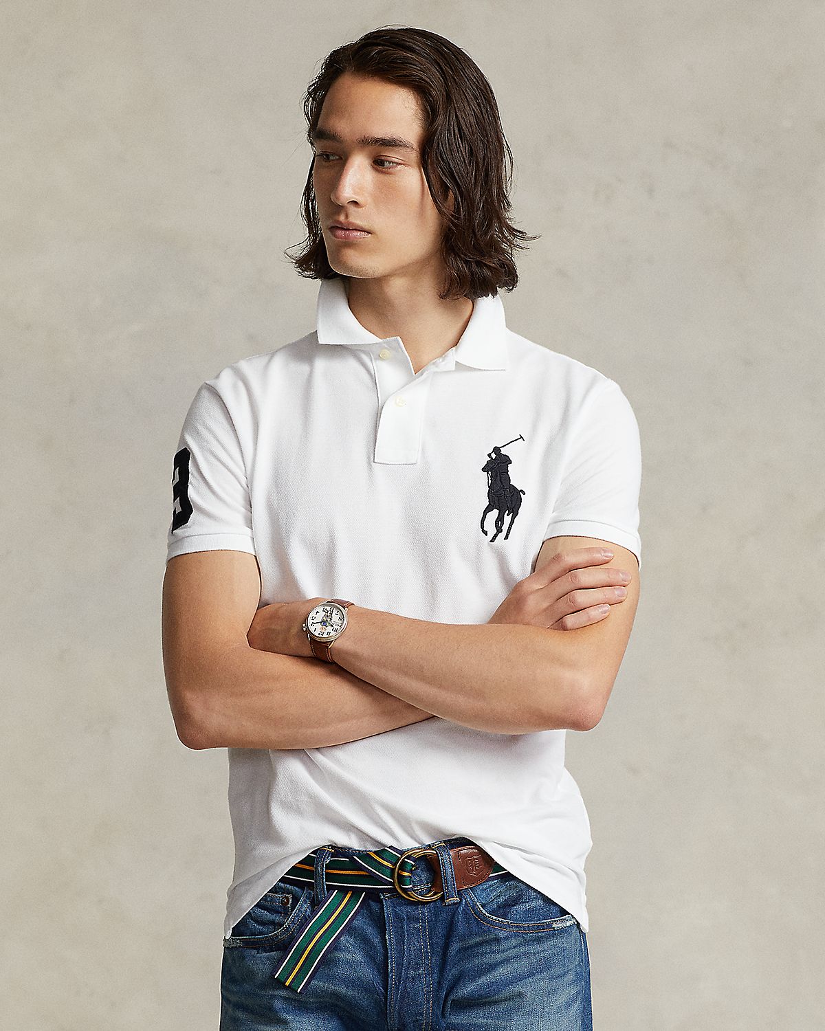 Polo Ralph Lauren Big Pony Custom Slim Fit Mesh Polo Shirt