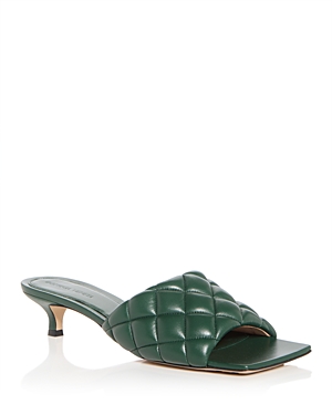 Shop Bottega Veneta Women's Padded Quilted Slip On Sandals In Moss