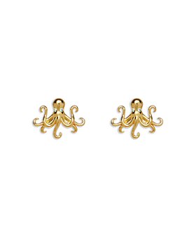 Lele Sadoughi - Pavé Octopus Button Earrings in 14K Gold Plated 