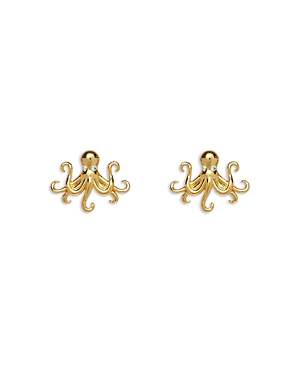 Lele Sadoughi Pave Octopus Button Earrings in 14K Gold Plated
