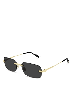 Cartier Rimless Rectangular Sunglasses, 58mm In Gold/gray Solid