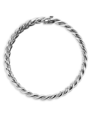 Sterling Silver Sculptured Cable Bangle Bracelet