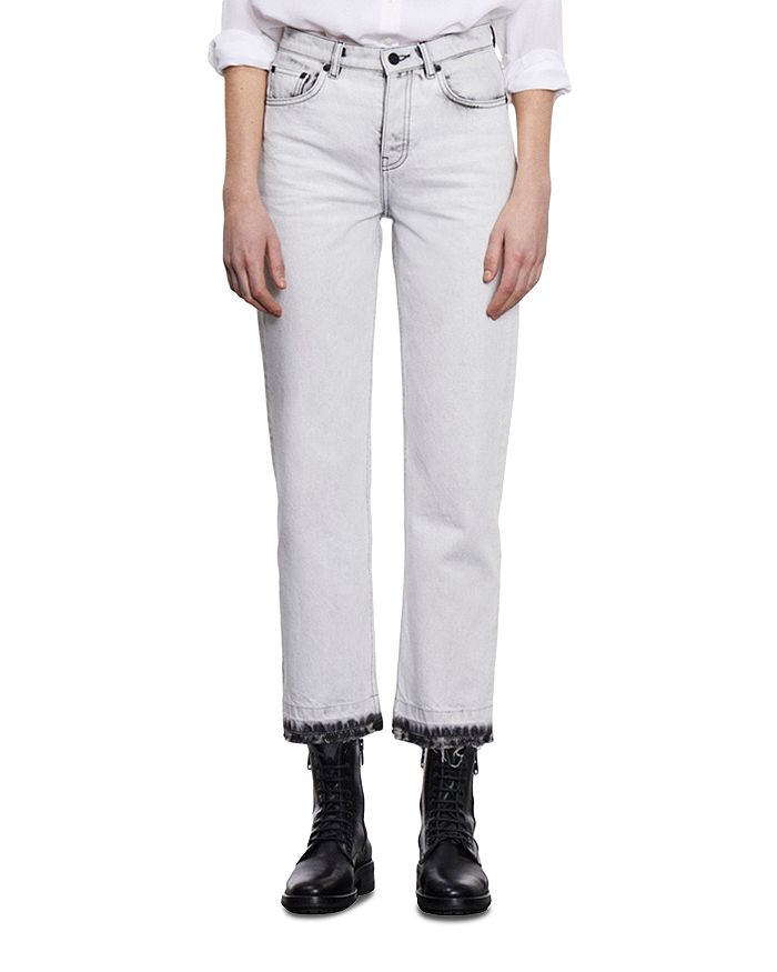Straight bleached white jeans