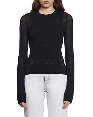 The Kooples Ribbed Panel Sweater In Black
