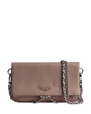 Zadig & Voltaire Rock Leather Shoulder Bag In Grunge