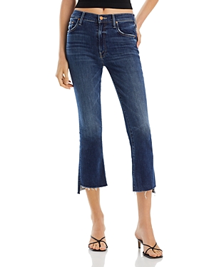 Mother The Insider High Rise Crop Step Fray Bootcut Jeans in Teaming Up