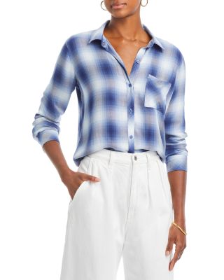 Hunter Plaid Button-front Shirt In Pacific Ivory