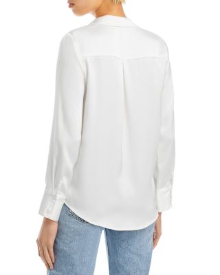 Satin Button Front Blouse - Exclusive