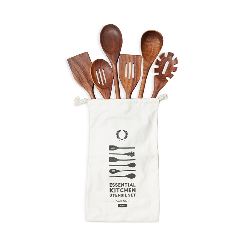 Farmhouse Pottery Essential 6 Pc Wooden Utensil Set In Brown