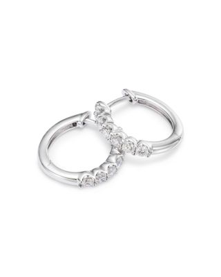 Diamond Small Hoop Earrings in 14K White Gold, 0.34 tcw