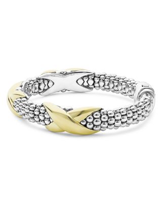 18K Yellow Gold & Sterling Silver Embrace Triple X Caviar Bead Link Bracelet