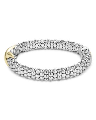 18K Yellow Gold & Sterling Silver Embrace X Caviar Bead Link Bracelet