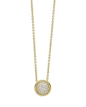 Bezel Gemstone Round Pendant Necklace - Gold Plated Chain - Crystal Quartz  (16-24).