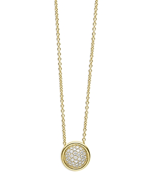 Lagos 18K Yellow Gold Meridian Diamond Pave Circle Pendant Necklace, 16-18