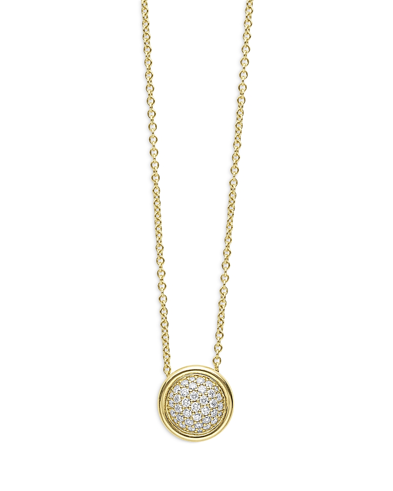Lagos 18k Yellow Gold Meridian Diamond Pave Circle Pendant Necklace, 16-18 In Gold
