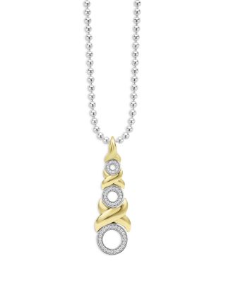 LAGOS - 18K Yellow Gold & Sterling Silver Embrace Diamond Triple XO Pendant Necklace, 16"-18"