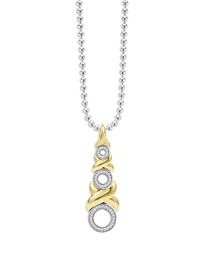 Shop Lagos 18k Yellow Gold & Sterling Silver Embrace Diamond Triple Xo Pendant Necklace, 16-18 In Silver/gold