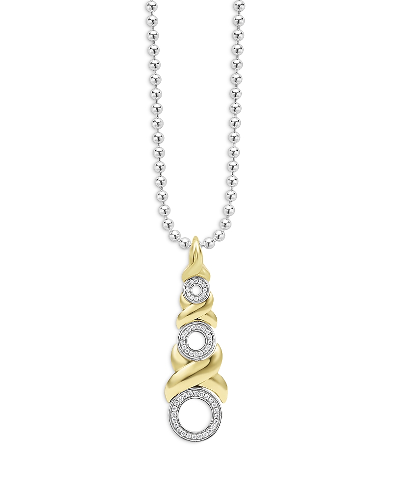 Lagos 18K Yellow Gold & Sterling Silver Embrace Diamond Triple Xo Pendant Necklace, 16