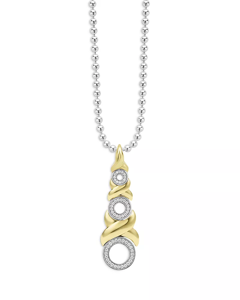 Lagos 18K Yellow Gold & Sterling Silver Embrace Diamond Triple Xo Pendant Necklace, 16
