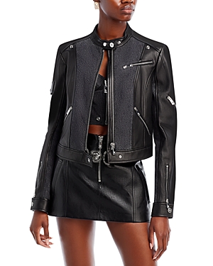 VERSACE DENIM LEATHER BIKER JACKET