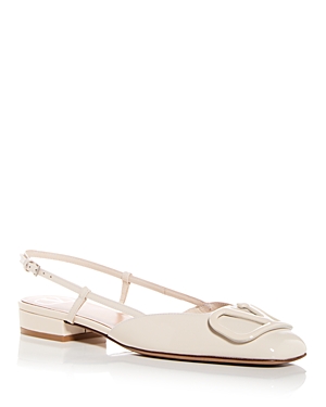 Valentino Garavani Vlogo Leather Ballerinas Square Toe In White