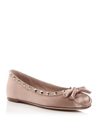 Ballerines Valentino Garavani Rockstud Rose - Taille 38.5, Cuir, Occasion Très Bon état
