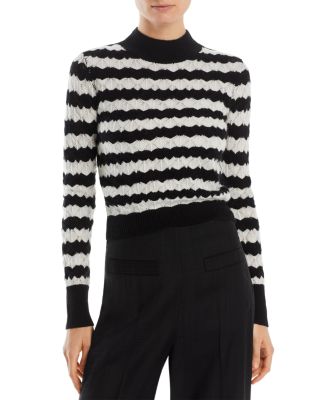 AQUA - Pointelle Stripe Cropped Cashmere Sweater - 100% Exclusive