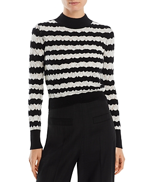 Aqua Cashmere Pointelle Stripe Cropped Cashmere Sweater - 100% Exclusive