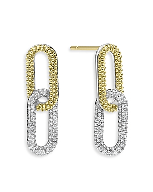 Lagos 18k Yellow Gold & Sterling Silver Caviar Lux-clip Diamond Drop Earrings - 100% Exclusive In Silver/gold